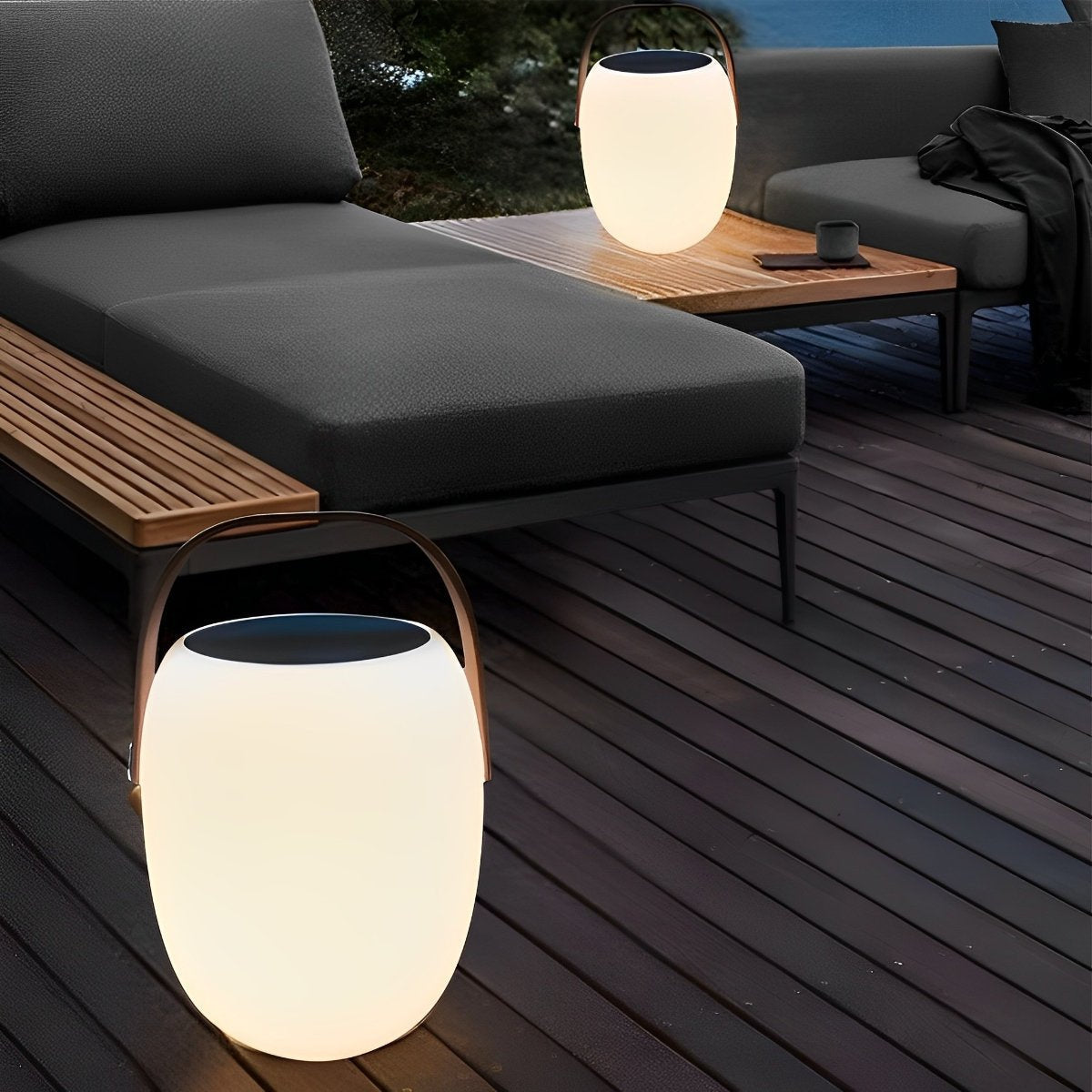 Table Lamp PE Globe Shade 18.0 cm White Garden Patio Solar LED Lantern Portable Outdoor Mood Light Dimmable | Thomler
