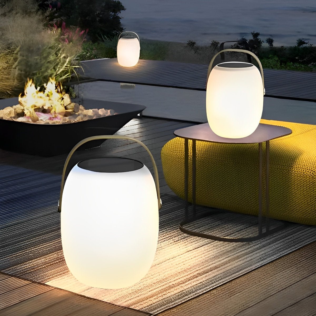 Table Lamp PE Globe Shade 18.0 cm White Garden Patio Solar LED Lantern Portable Outdoor Mood Light Dimmable | Thomler
