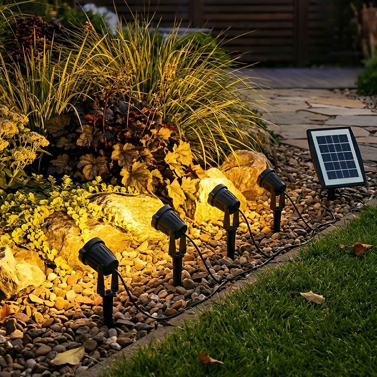 Garden Spotlight ABS 250.0 cm Cable Black Outdoor Solar Path Tree Landscape Light | Thomler