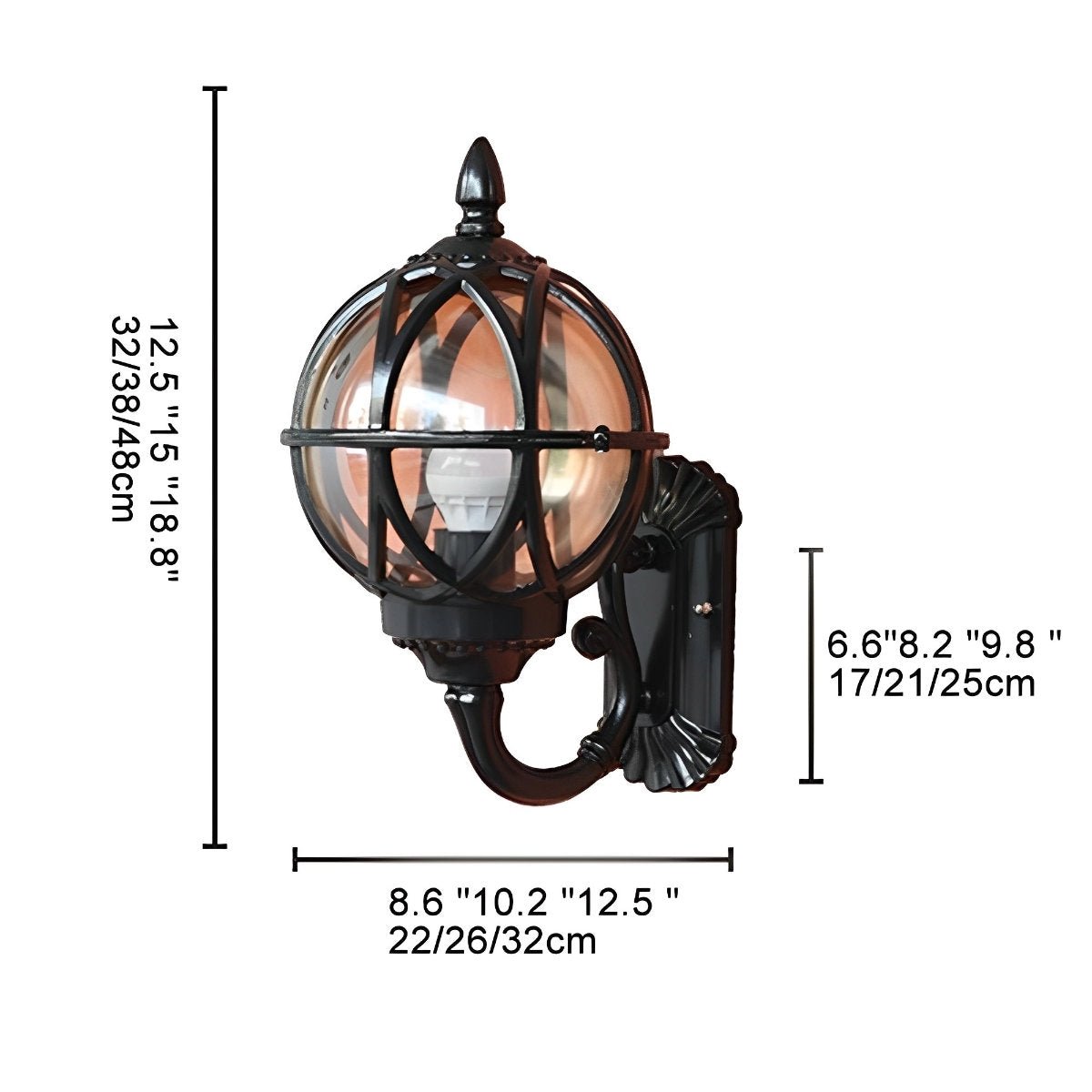 Wall Light Aluminum 12.6 in Vintage Outdoor Black Balcony Porch Pathway Lighting | Thomler