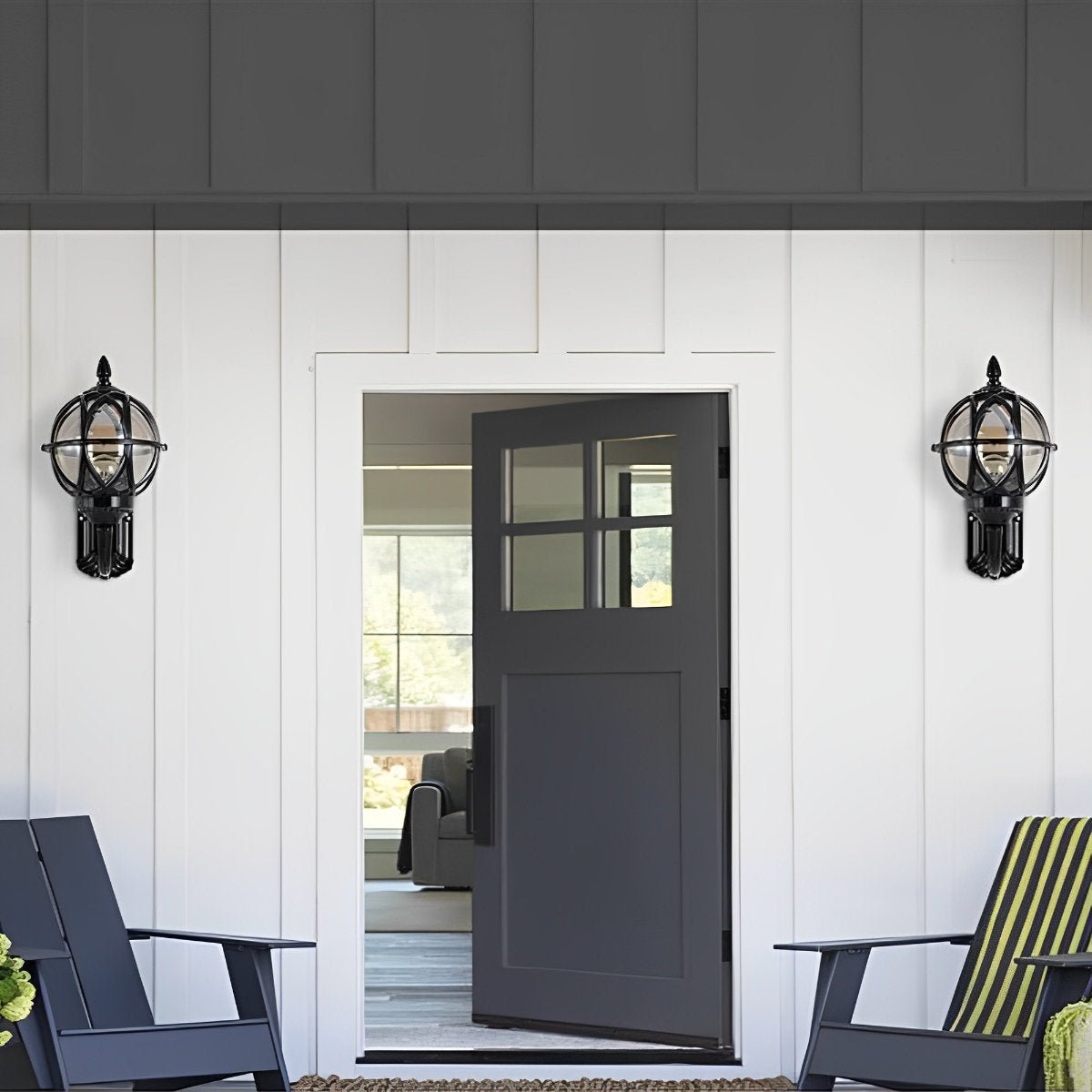 Wall Light Aluminum 12.6 in Vintage Outdoor Black Balcony Porch Pathway Lighting | Thomler