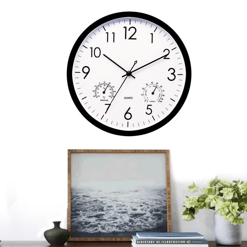 Dual-Display Garden Clock & Thermometer for Patio, Poolside & Yard – All-Weather Metal Design, Large Numbers | Thomler