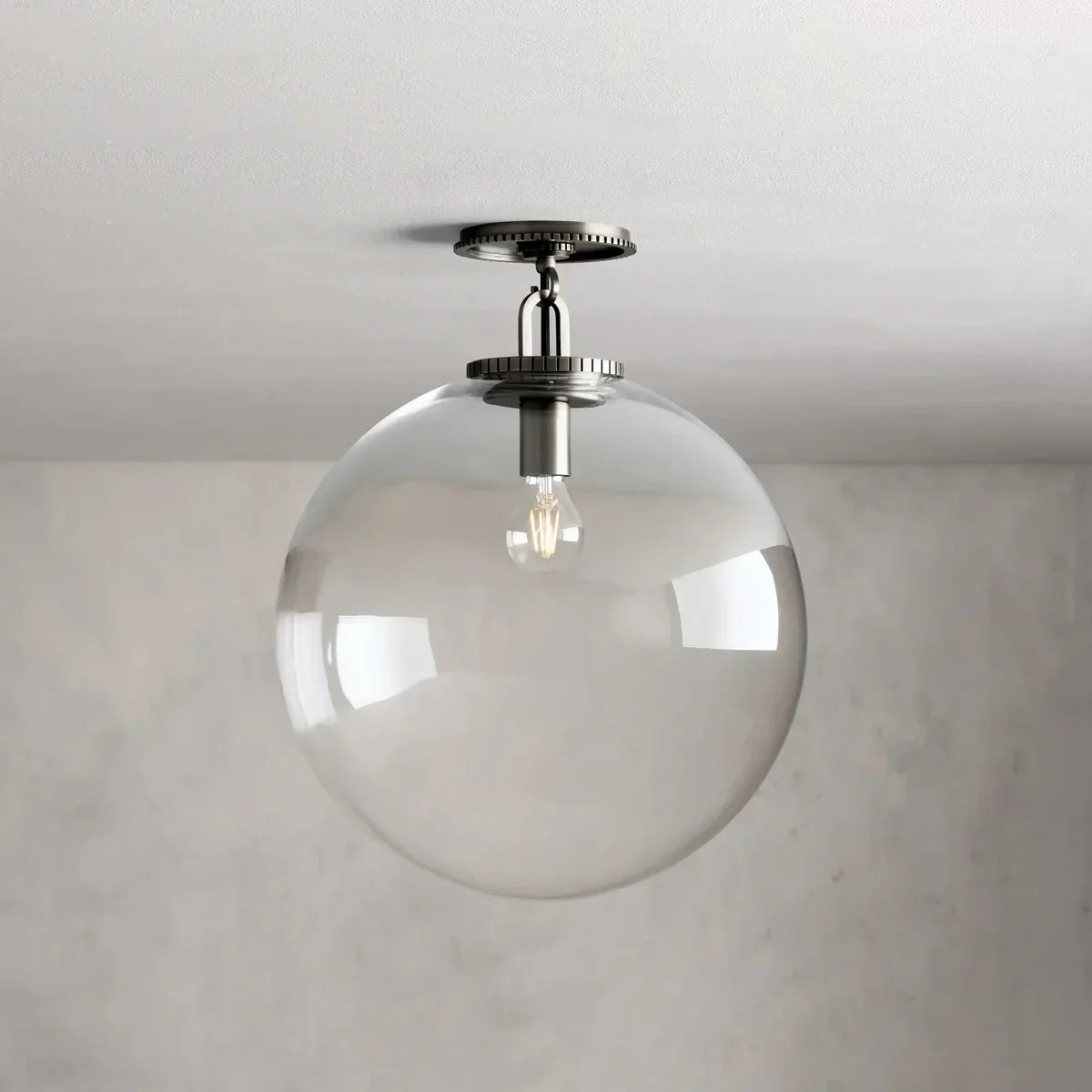Globe Ceiling Light Fixture Steel Frame E26 Socket Flush Mount for Living Room Bedroom Hallway Entryway Modern Farmhouse Industrial Lighting | Thomler