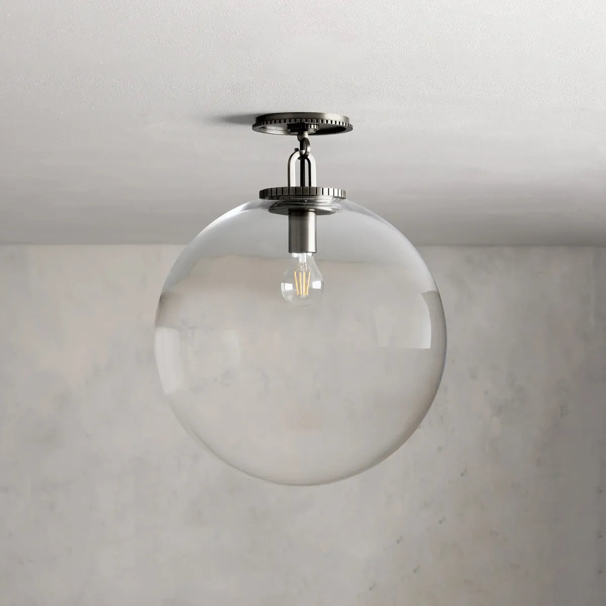 Globe Ceiling Light Fixture Steel Frame E26 Socket Flush Mount for Living Room Bedroom Hallway Entryway Modern Farmhouse Industrial Lighting | Thomler