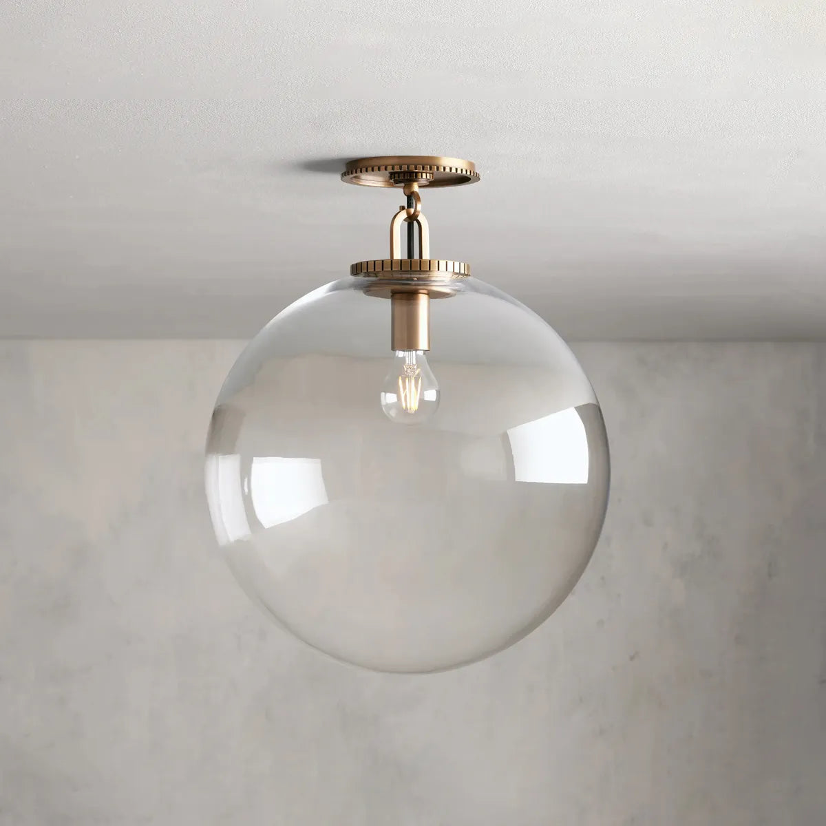 Globe Ceiling Light Fixture Steel Frame E26 Socket Flush Mount for Living Room Bedroom Hallway Entryway Modern Farmhouse Industrial Lighting | Thomler