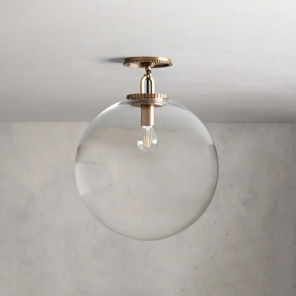 Globe Ceiling Light Fixture Steel Frame E26 Socket Flush Mount for Living Room Bedroom Hallway Entryway Modern Farmhouse Industrial Lighting | Thomler