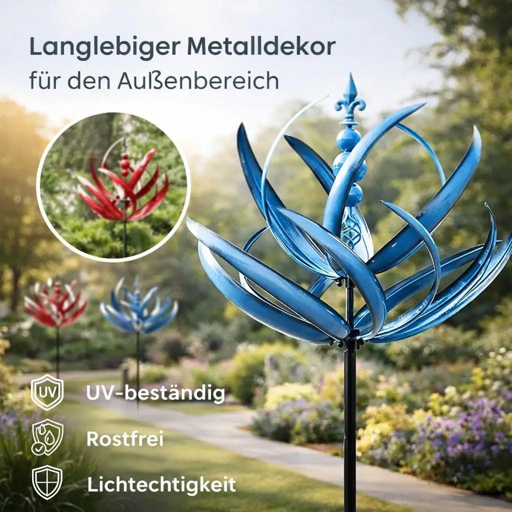 Spinning Lotus Wind Indicator | Outdoor Metal Garden Ornament for Yards and Patios | Thomler