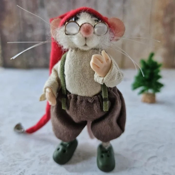 Felted Wool Mouse Figurine – Handmade Artisan Ornament for Christmas Tree, Holiday Mantel Display & Year-Round Shelf Decor | Thomler