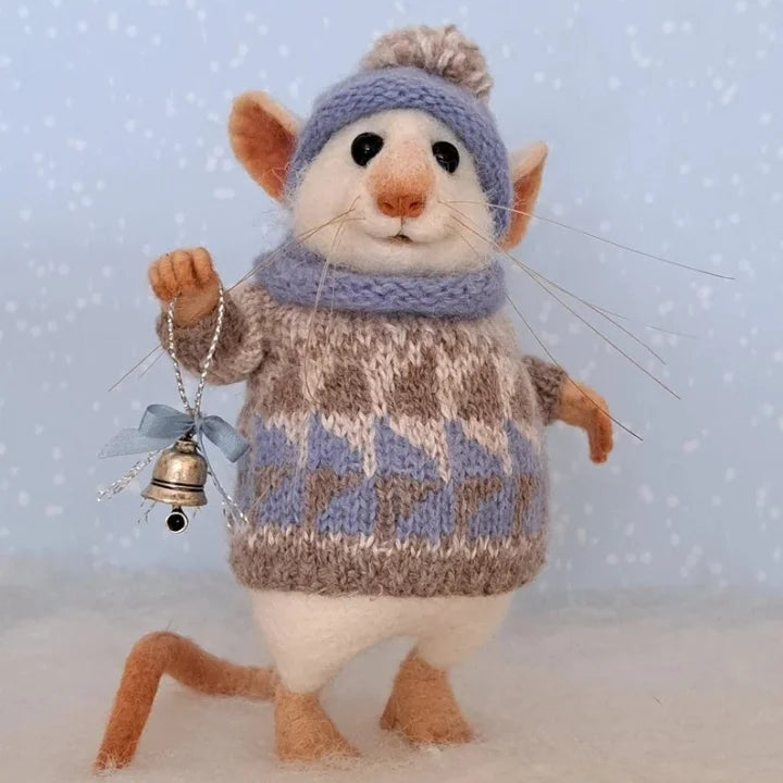 Felted Wool Mouse Figurine – Handmade Artisan Ornament for Christmas Tree, Holiday Mantel Display & Year-Round Shelf Decor | Thomler