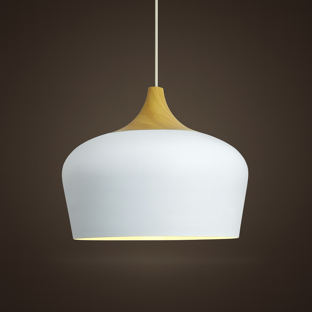 Pendant Light Aluminium Wood 35.0 cm Pastel Dining Room Kitchen Island Hanging Ceiling Lamp E27 Retro Dome Globe | Thomler