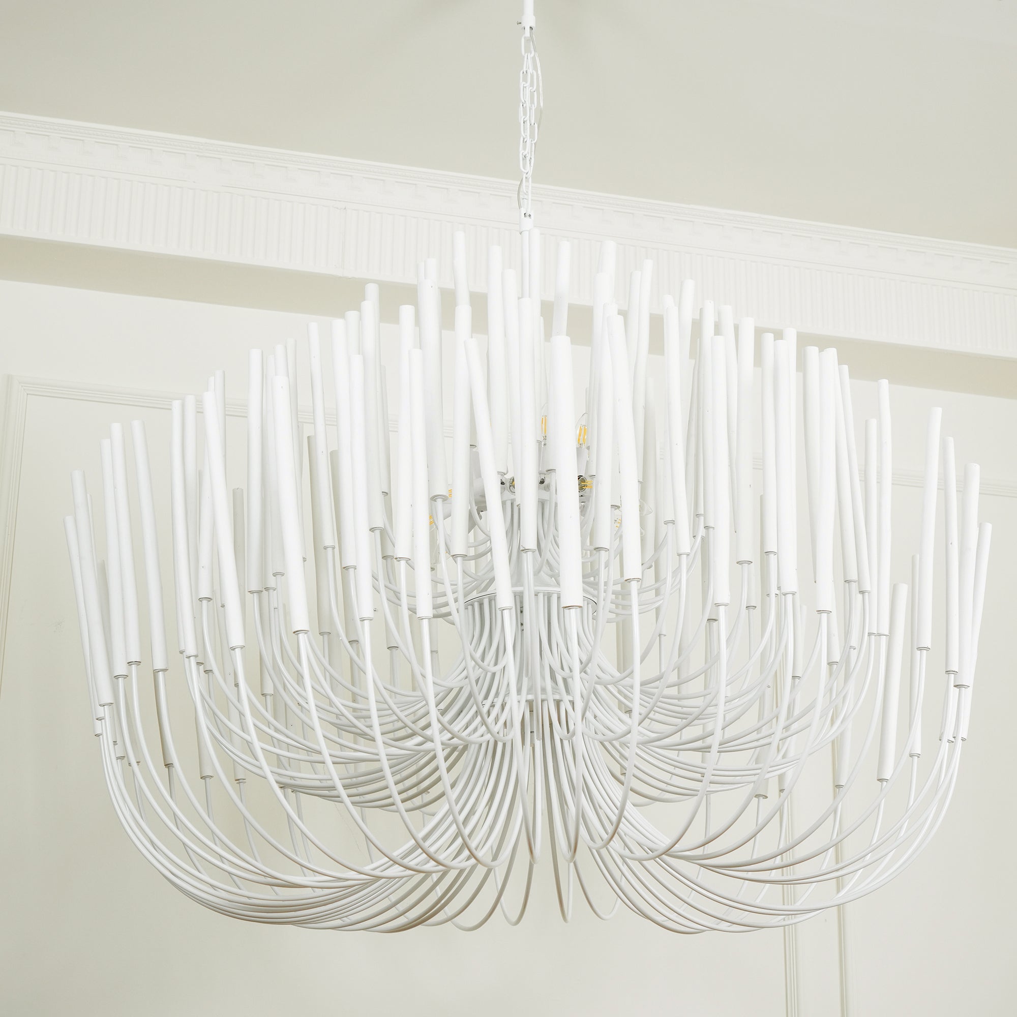 Chandelier Metal 20 in Ivory Modern Dining Room Ceiling Light Decorative Fixture | Thomler