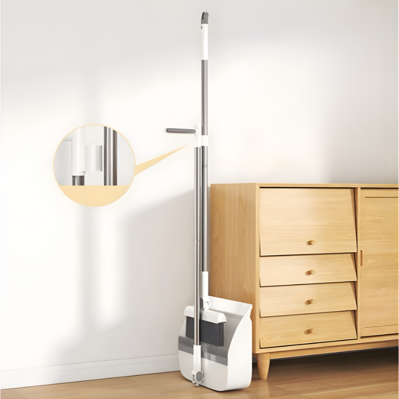 Rotating Broom and Dustpan Set with Telescoping Handle – Space-Saving Storage and Easy Floor Cleaning | Thomler