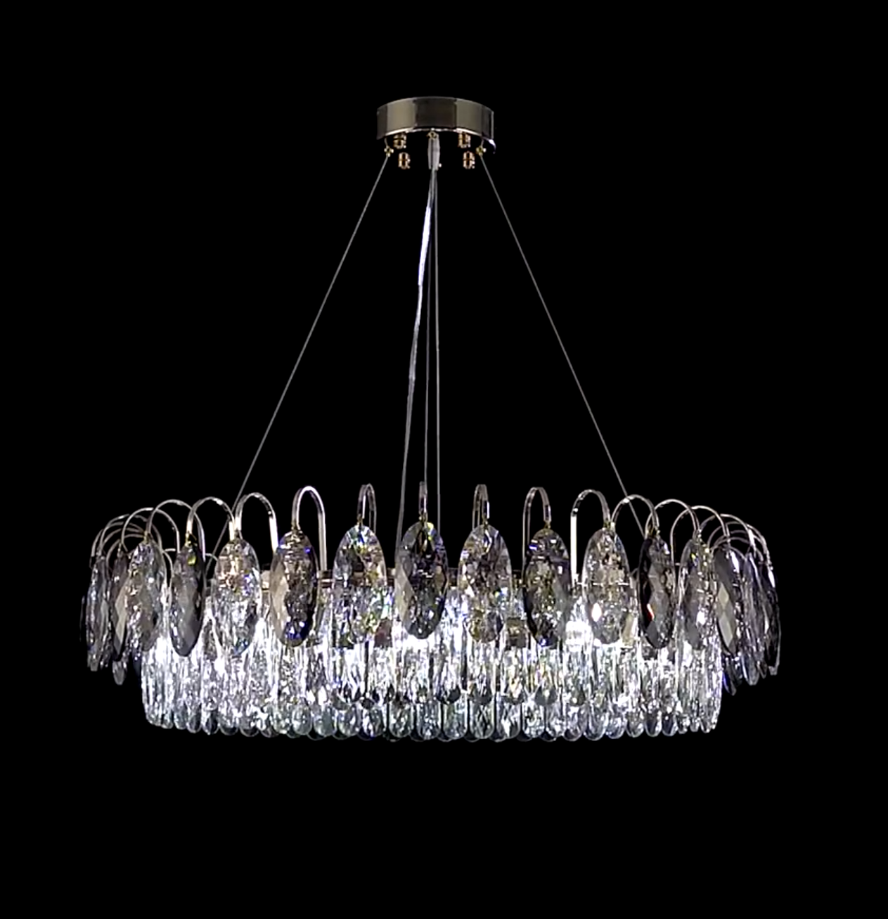 Dimmable Crystal Chandelier for Dining Room & Living Room – Adjustable Chain, Faceted Prisms, Multiple Sizes – Round & Rectangle | Thomler