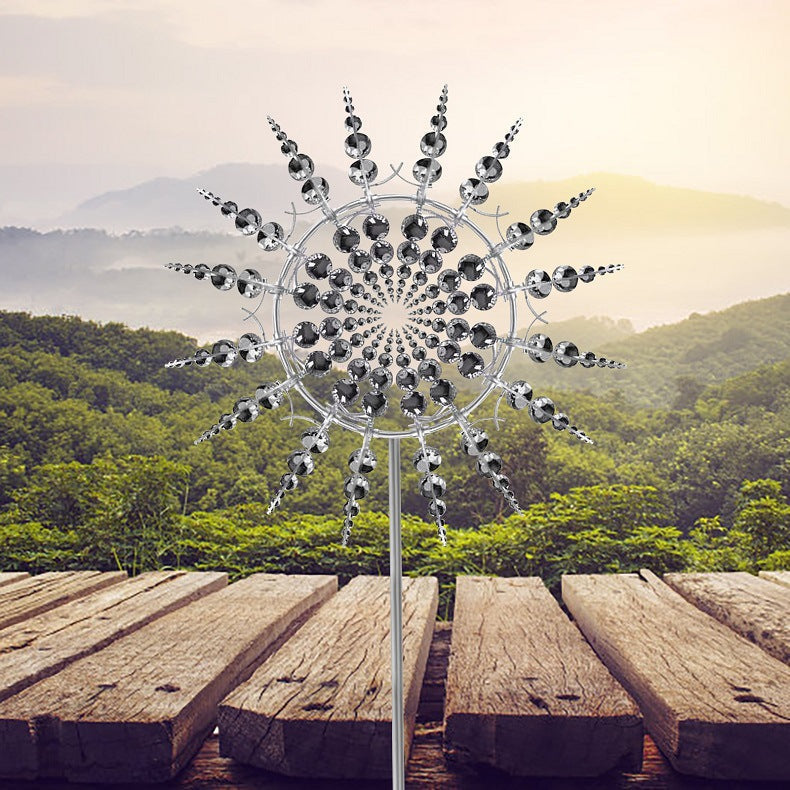 Rotating Garden Wind Spinner Outdoor Metal Sculpture 39 Inch Dual Motion Yard Stake Decor for Lawn Patio Colorful Reflective Kinetic | Thomler