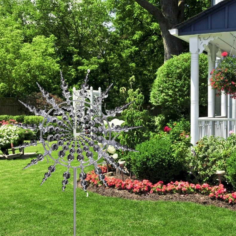 Rotating Garden Wind Spinner Outdoor Metal Sculpture 39 Inch Dual Motion Yard Stake Decor for Lawn Patio Colorful Reflective Kinetic | Thomler