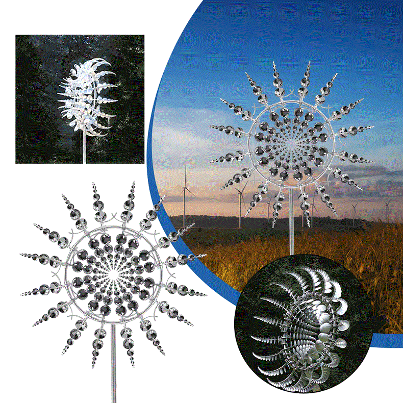 Rotating Garden Wind Spinner Outdoor Metal Sculpture 39 Inch Dual Motion Yard Stake Decor for Lawn Patio Colorful Reflective Kinetic | Thomler