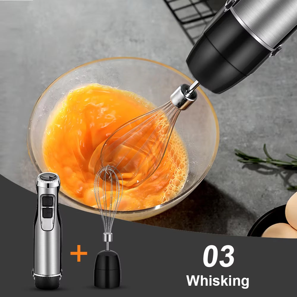 4-in-1 Immersion Blender with 1200W Motor & 6-Speed Control – Hand Blender Set with Chopper, Whisk & Cup for Soups, Smoothies, Sauces | Thomler