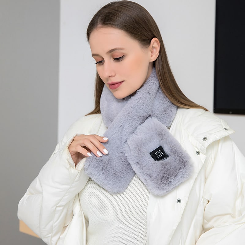 Electric Heated Neck Wrap with Faux Fur and 3-Level Temperature Control for Women & Men | Thomler