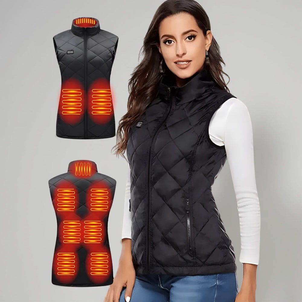 Battery-Powered Quilted Heating Vest for Women with Stand Collar – Lightweight Electric Body Warmer | Thomler