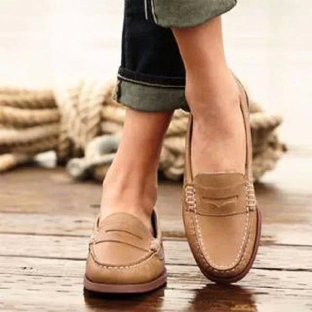 Cushioned Leather Slip-On Loafers for Women – Ergonomic Arch Support Footwear for All-Day Comfort & Casual Style | Thomler