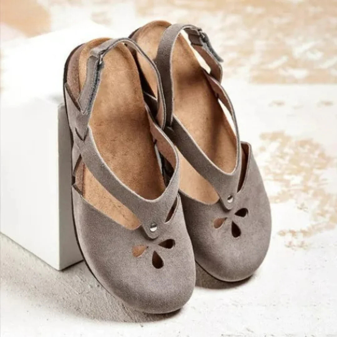 Arch-Support Closed-Toe Slingback Sandals for Women – Adjustable Cross-Strap Summer Footwear with Contoured Footbed for All-Day Wear | Thomler