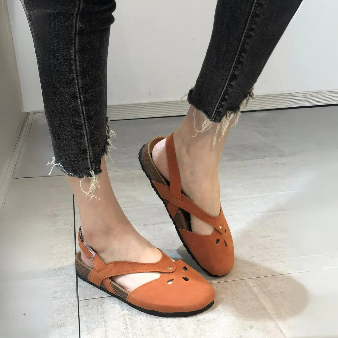 Arch-Support Closed-Toe Slingback Sandals for Women – Adjustable Cross-Strap Summer Footwear with Contoured Footbed for All-Day Wear | Thomler