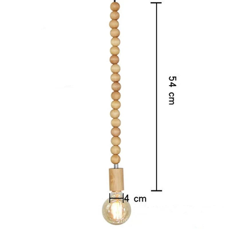 Pendant Light Wood Beaded 48 in Hanging Living Room Dining Room Modern Japandi Ceiling Fixture Decorative Suspension Lamp | Thomler
