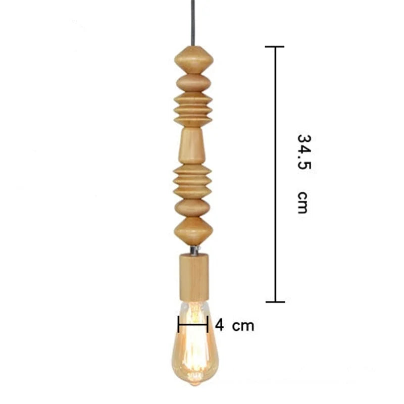 Pendant Light Wood Beaded 48 in Hanging Living Room Dining Room Modern Japandi Ceiling Fixture Decorative Suspension Lamp | Thomler