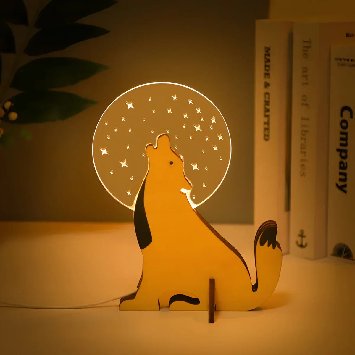 Illuminated Animal Night Light for Kids Room Soft LED Table Lamp Wood Base Acrylic USB Powered Touch Control Pelican Whale Toucan Constellat | Thomler