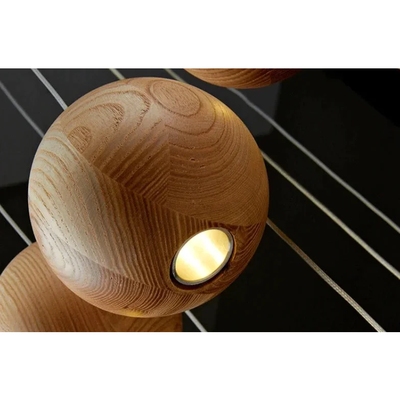 Pendant Light Wood Sphere 3.9 in Walnut Ceiling Dining Room Kitchen Island Hanging Cluster Adjustable Cable | Thomler