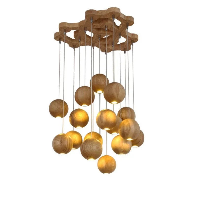 Pendant Light Wood Sphere 3.9 in Walnut Ceiling Dining Room Kitchen Island Hanging Cluster Adjustable Cable | Thomler