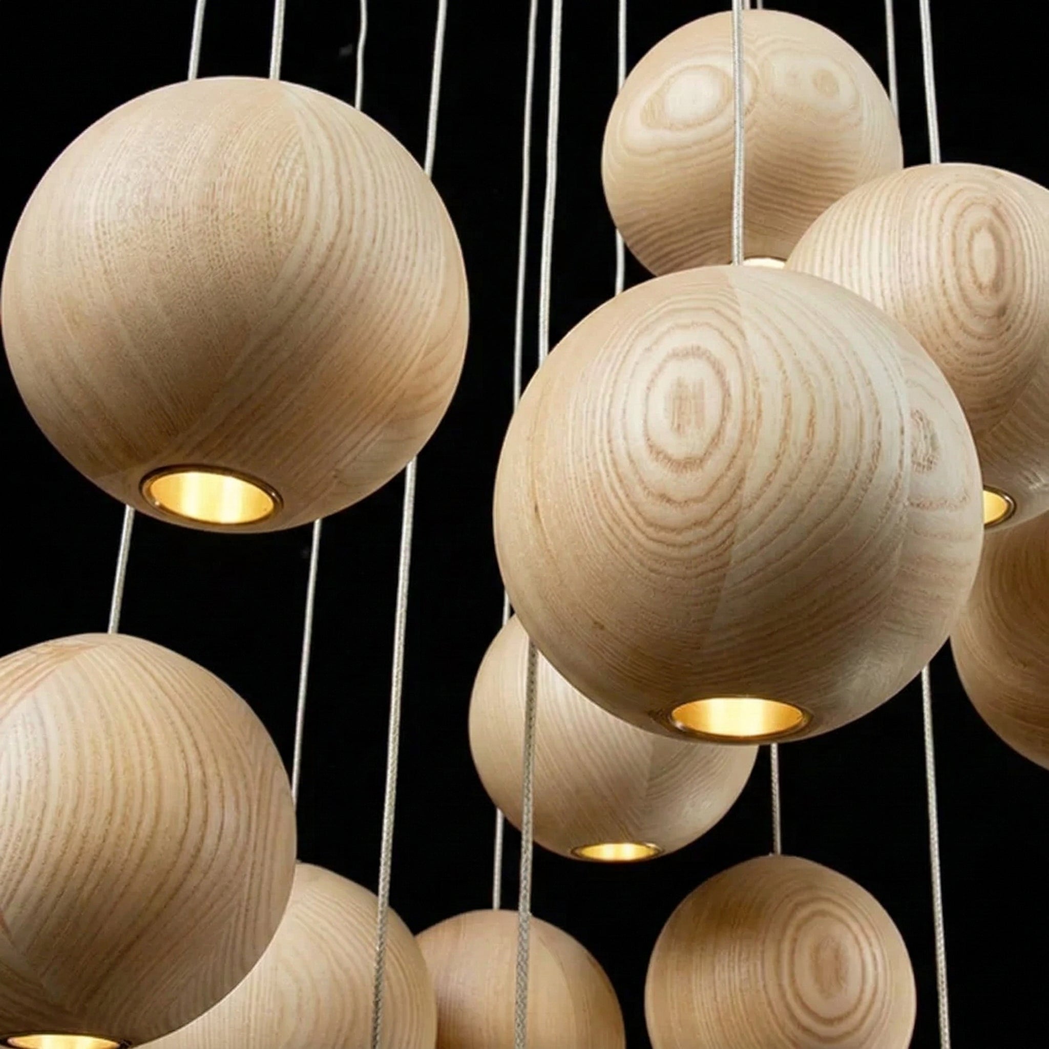 Pendant Light Wood Sphere 3.9 in Walnut Ceiling Dining Room Kitchen Island Hanging Cluster Adjustable Cable | Thomler