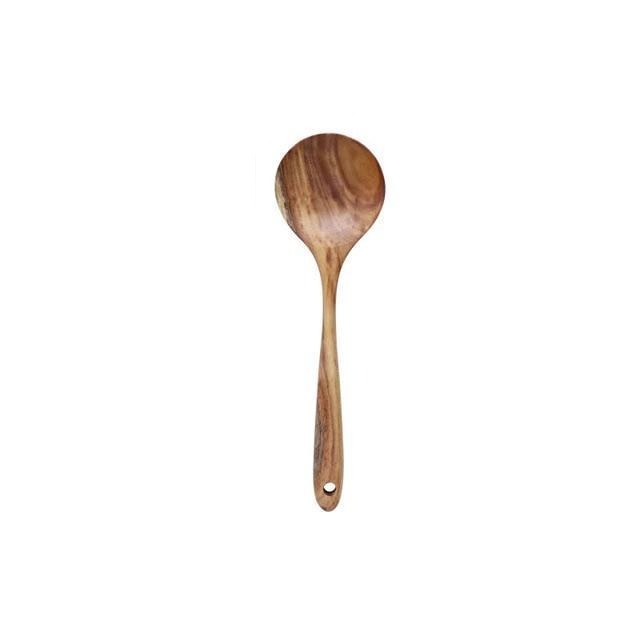 7-Piece Wooden Cooking Utensil Set – Heat-Safe Nonstick Kitchen Tools for Everyday Meals | Thomler