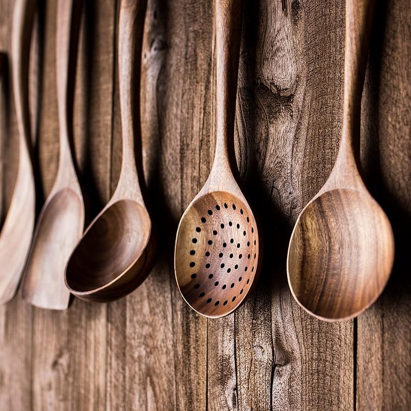 7-Piece Wooden Cooking Utensil Set – Heat-Safe Nonstick Kitchen Tools for Everyday Meals | Thomler