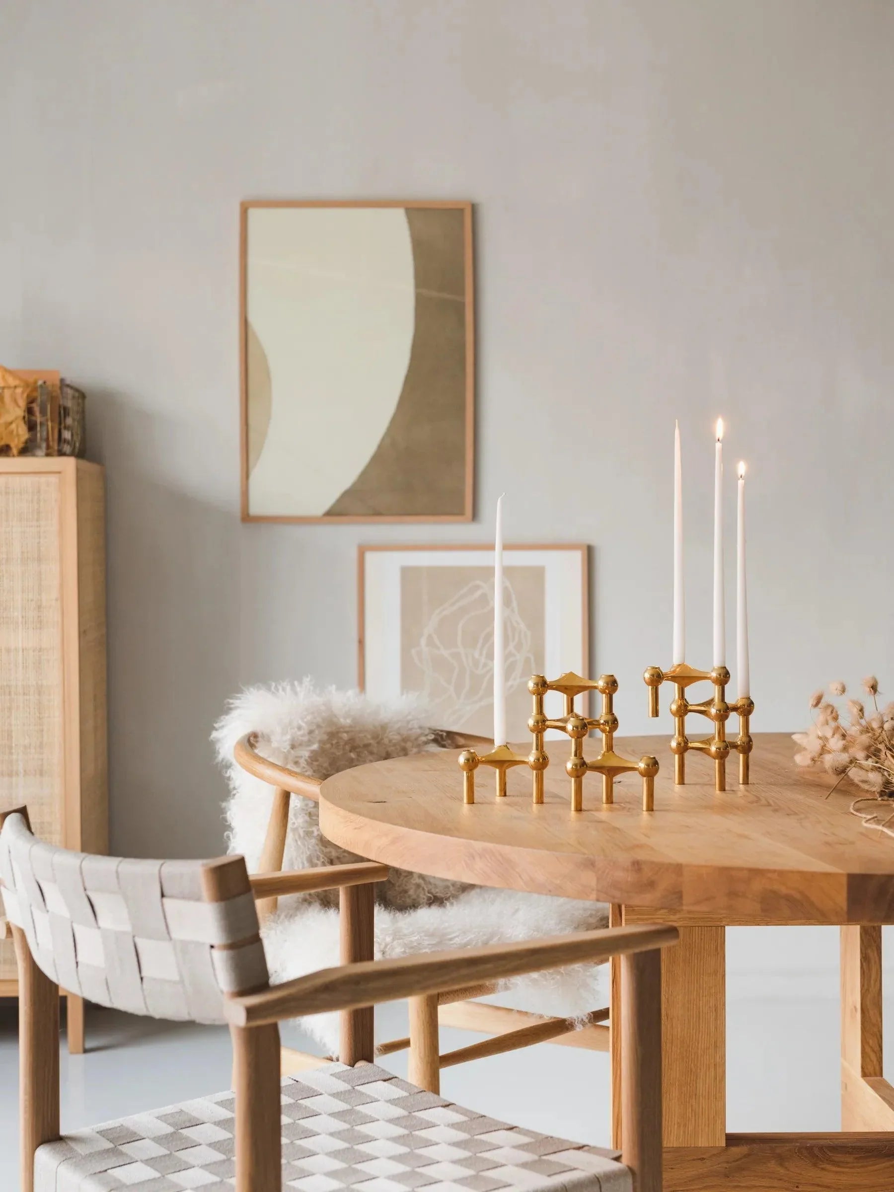 Candlestick Set Solid Brass 6.5 cm Modular Table Decor Dining Room Sideboard Sculpture | Thomler