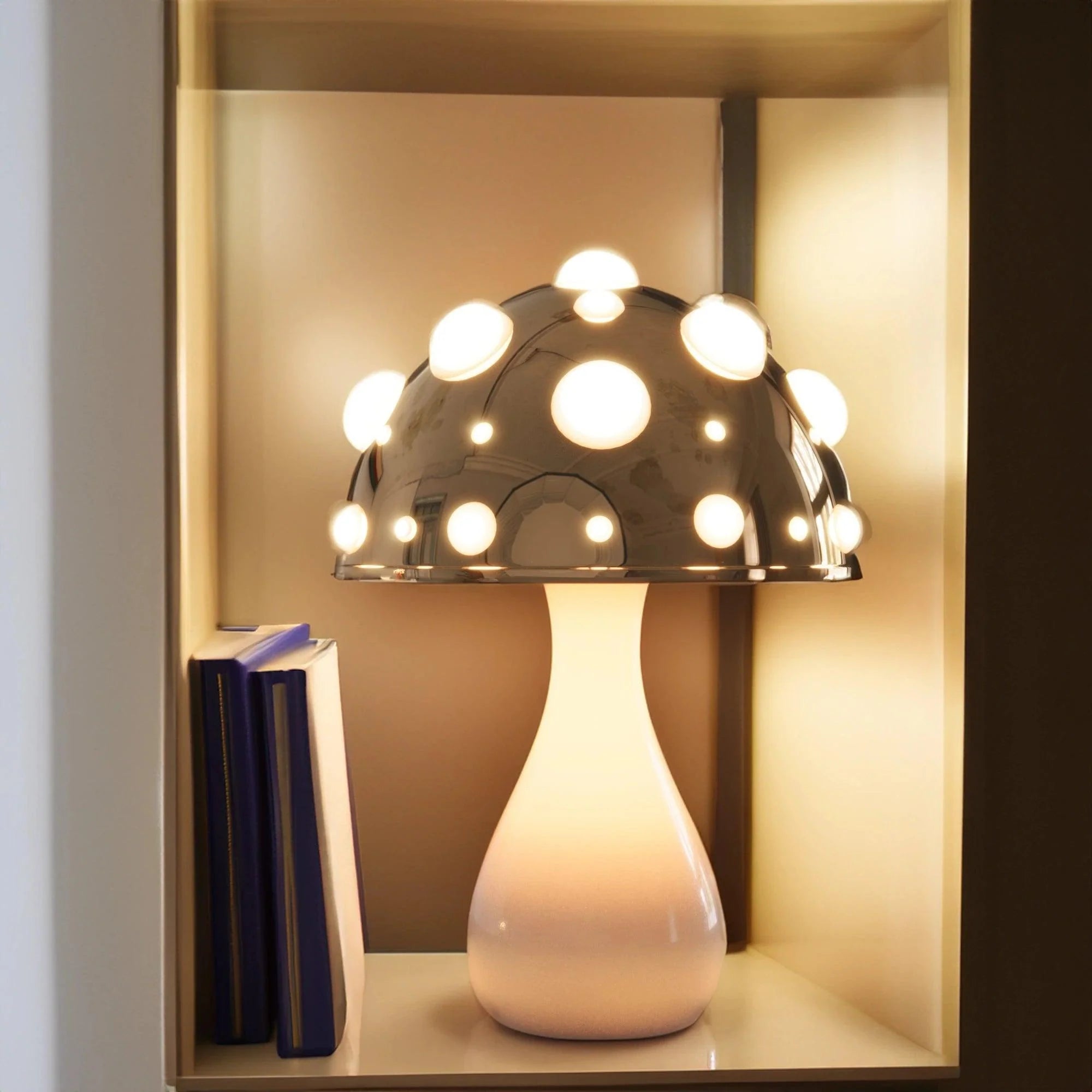 Table Lamp Aluminum 11.8 in Mushroom Warm LED Bedroom Desk Cordless Or Corded Ambient Night Light Decorative Modern Lighting | Thomler