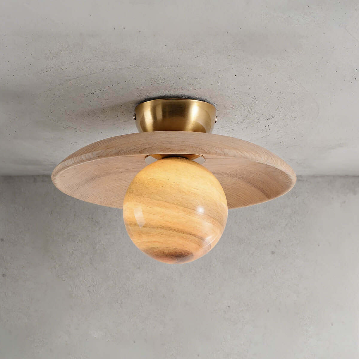 Ceiling Lamp Wood 11 in Glass Globe Nordic Hallway Entryway Lighting Fixture | Thomler