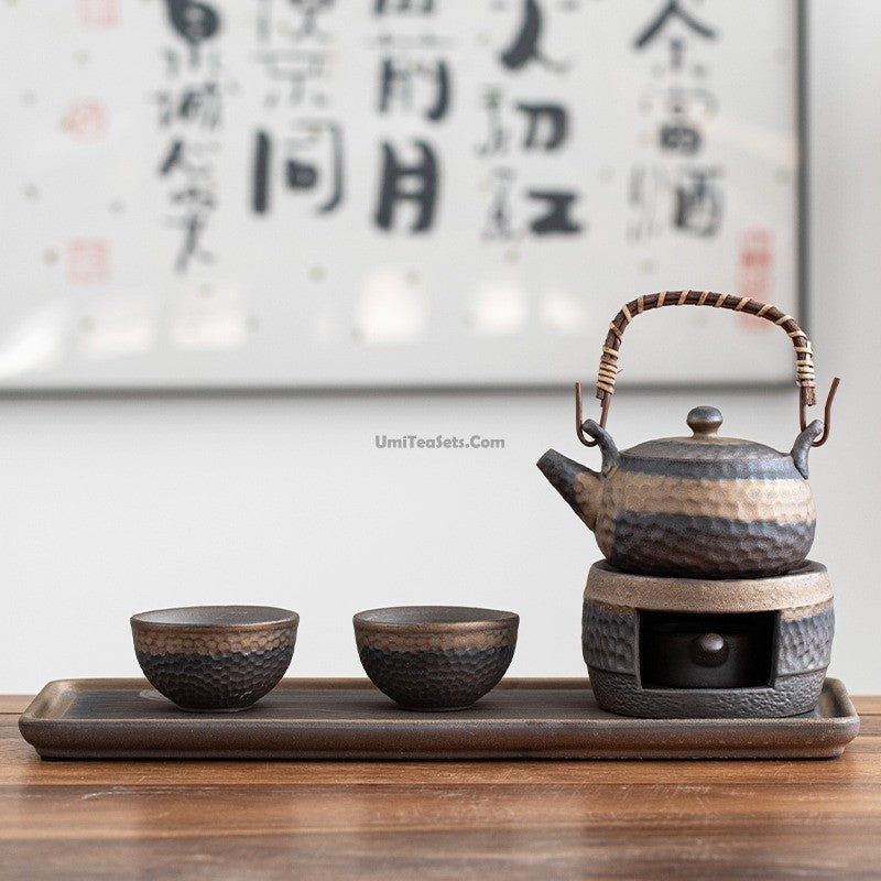 Tea Set Ceramic 300 ml Wabi Sabi Tea Warmer Japanese Tea Ceremony Serving Tray | Thomler