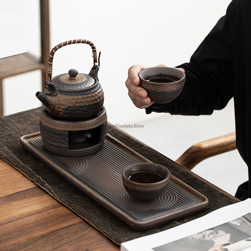 Tea Set Ceramic 300 ml Wabi Sabi Tea Warmer Japanese Tea Ceremony Serving Tray | Thomler
