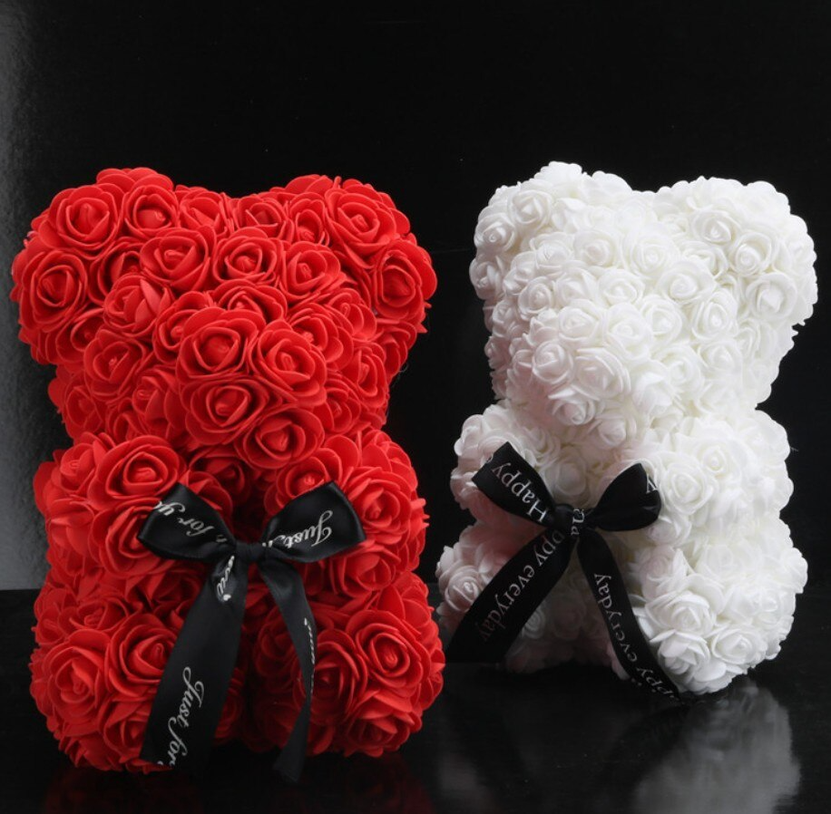 Foam Rose Bear Gift for Valentine's Day Anniversaries Birthdays – Teddy Shaped Rose Bouquet in Red Pink White Blue for Him Her – Forever | Thomler