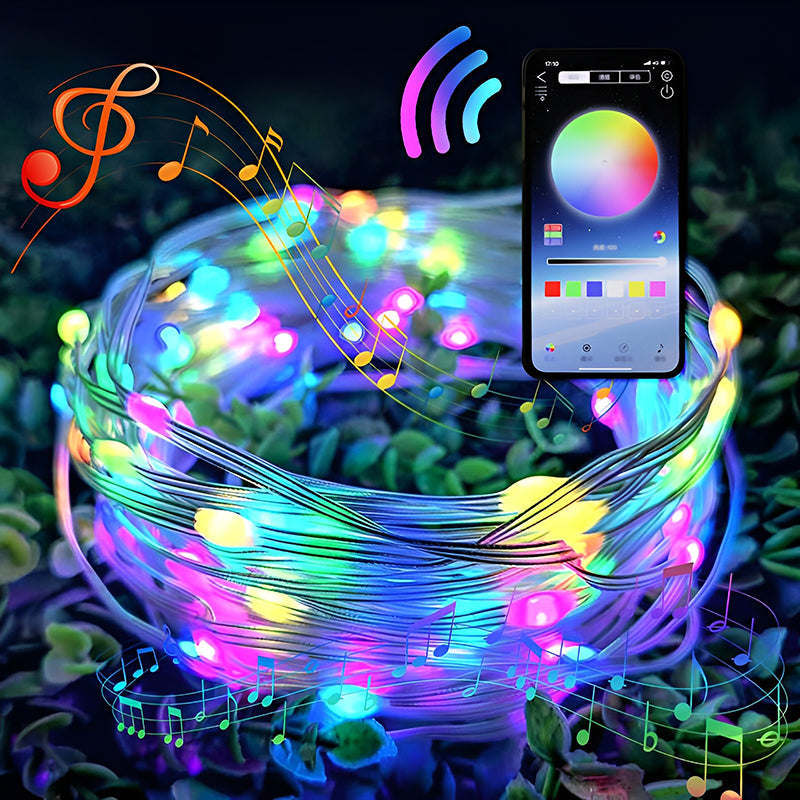 Color-Changing LED String Lights with Remote Control & Music Sync Mode for Indoor & Outdoor Use | Thomler