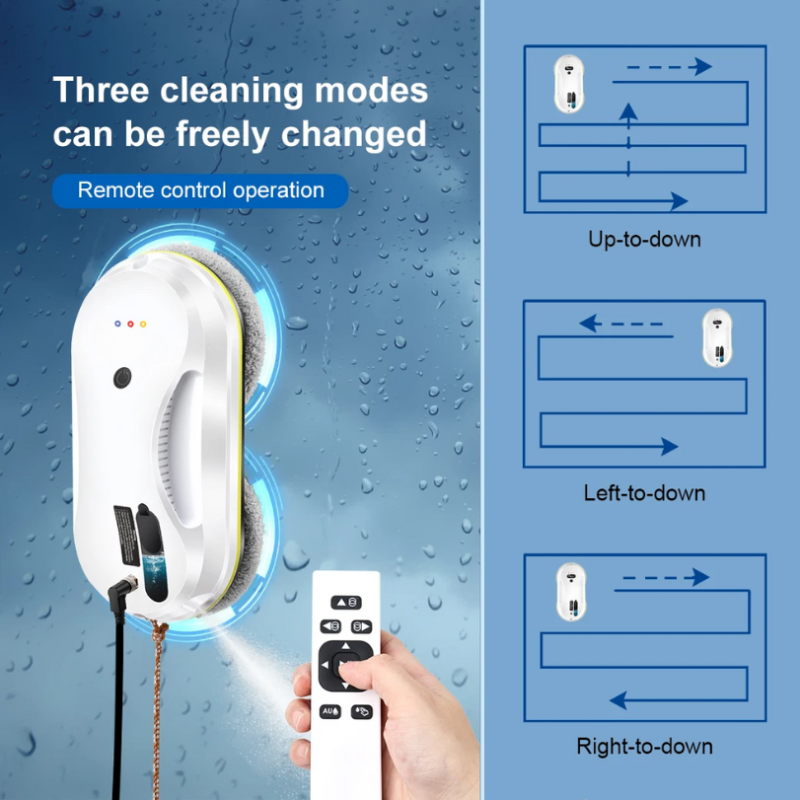 Automatic Glass Cleaner Robot with Spray System for Windows, Mirrors & Glass Doors – Remote Control & Edge Sensors | Thomler