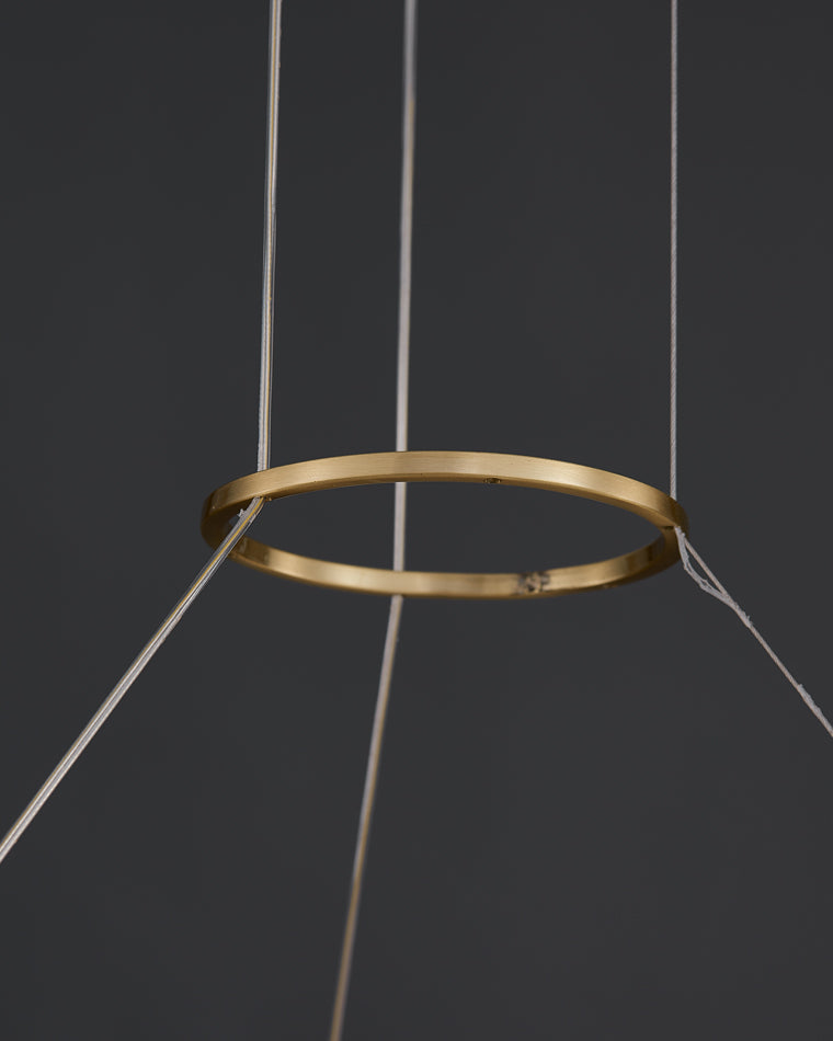 Chandelier Glass Brass 17.7 in Adjustable LED Dining Room Living Room Lighting Fixture | Thomler