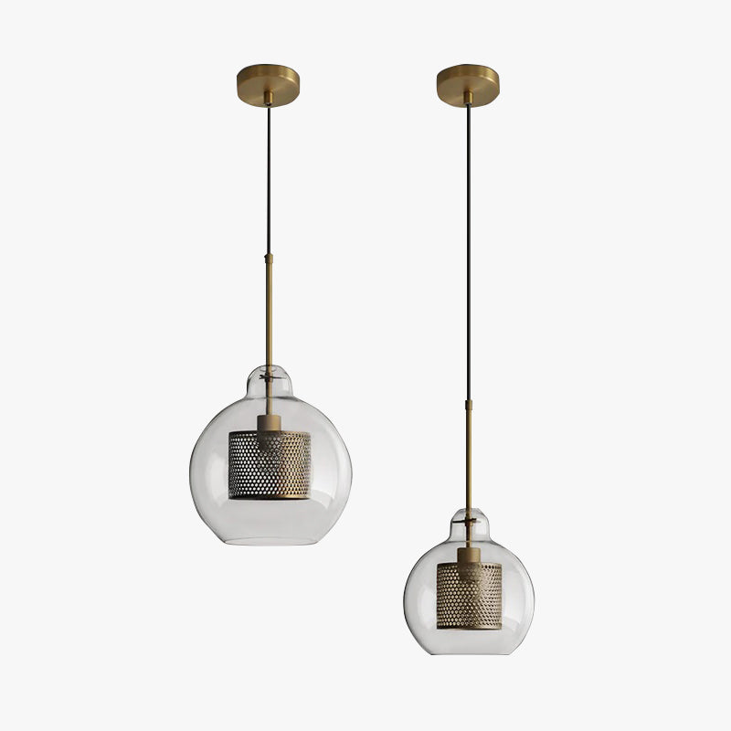 Modern Hanging Ceiling Fixture with Clear Glass Shade & Brass Hardware for Kitchen Island, Dining Room | Thomler