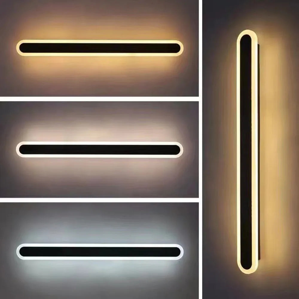 Waterproof LED Sconce Elongated Wall Mount Fixture for Exterior & Interior Spaces – Indoor Outdoor Lighting – Black Metal Acrylic Diffuser | Thomler