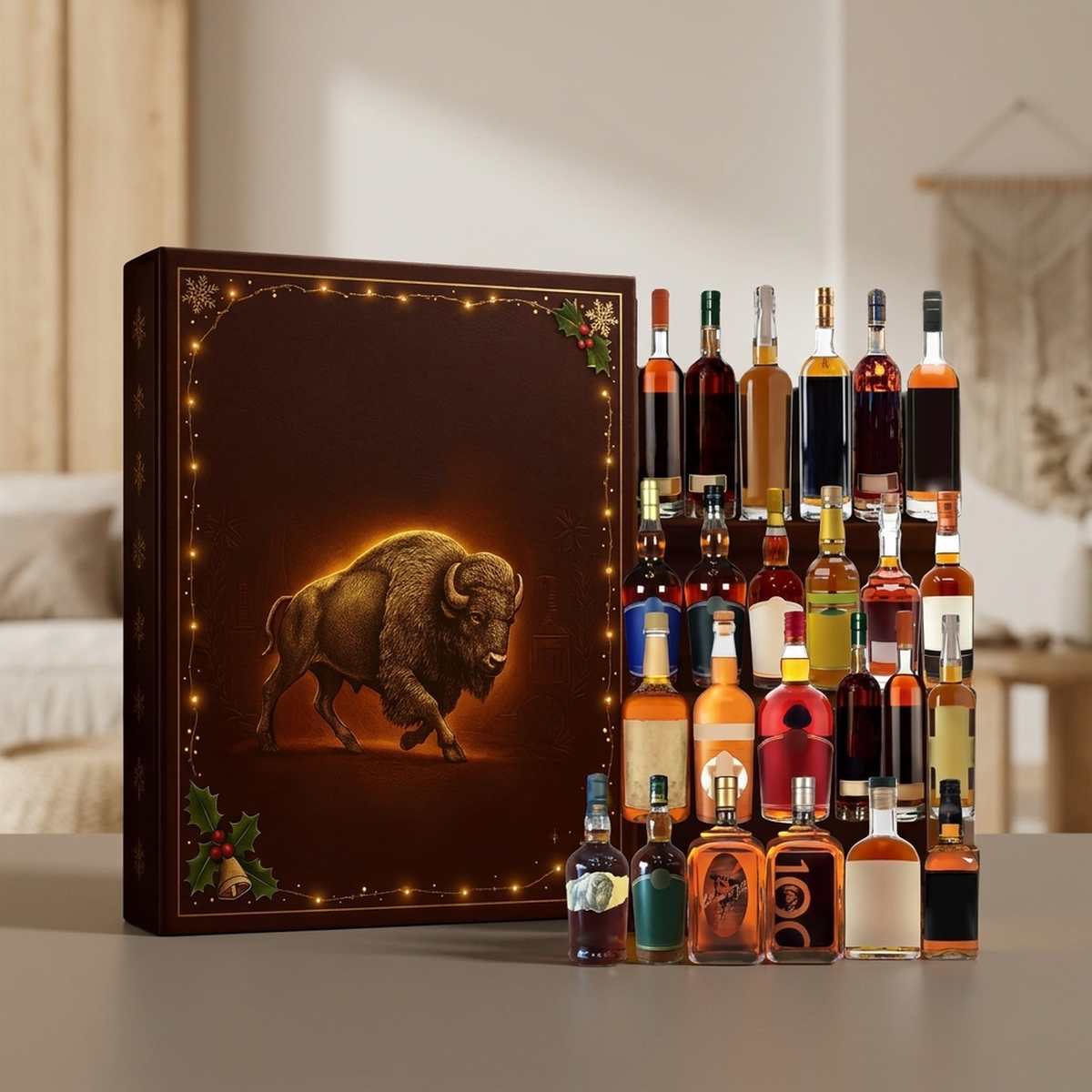 Mini Liquor Bottle Ornament Set – 24-Day Holiday Countdown Display | Thomler