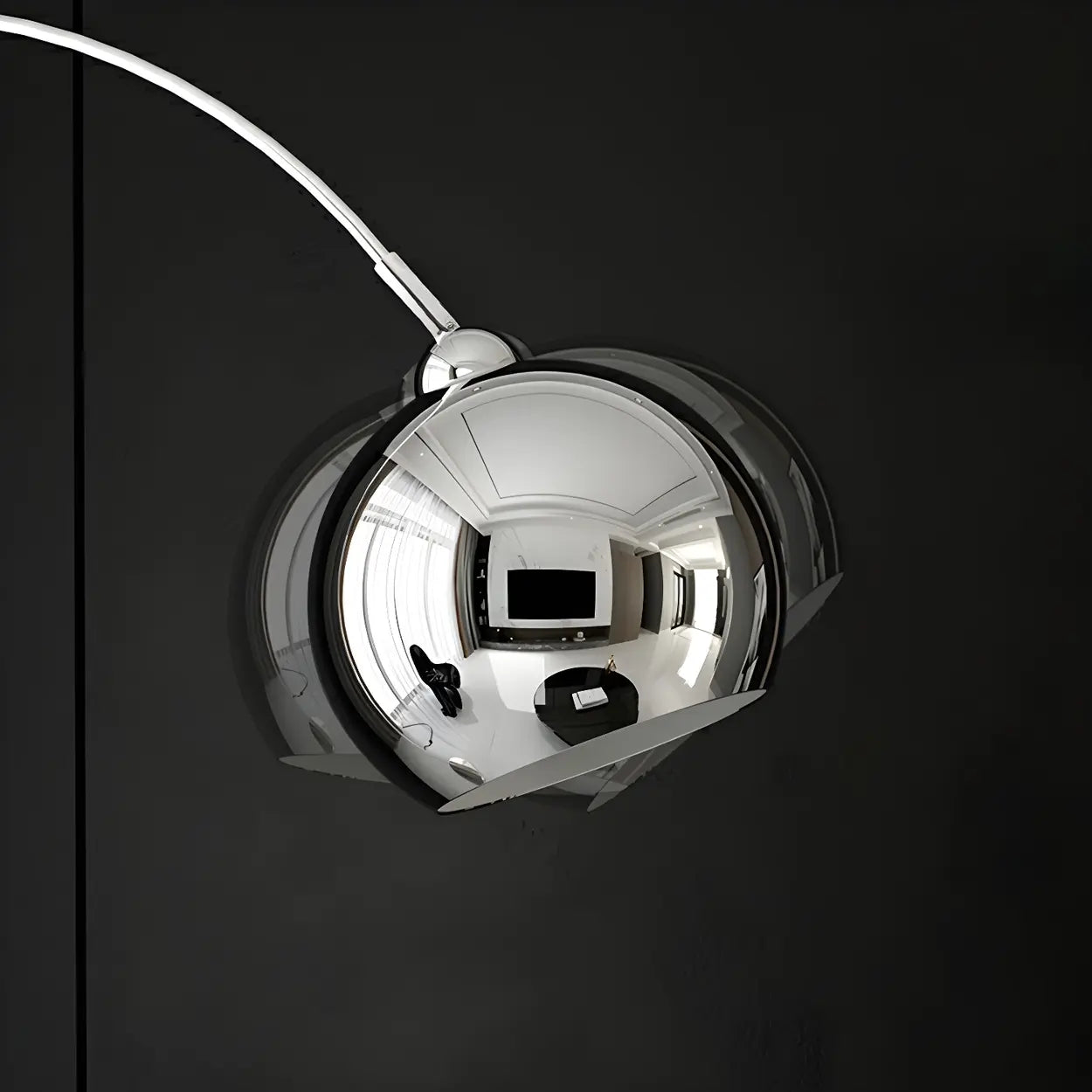 Arc Floor Lamp Chrome Dome 180.0 cm E27 Living Room Modern | Thomler
