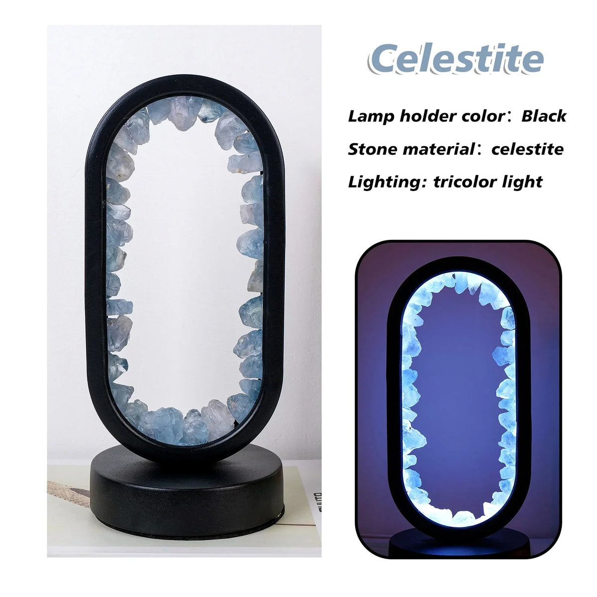 Genuine Crystal Stone Mood Lamp for Relaxation & Meditation, Handcrafted Mineral Accent Light for Home Décor | Thomler