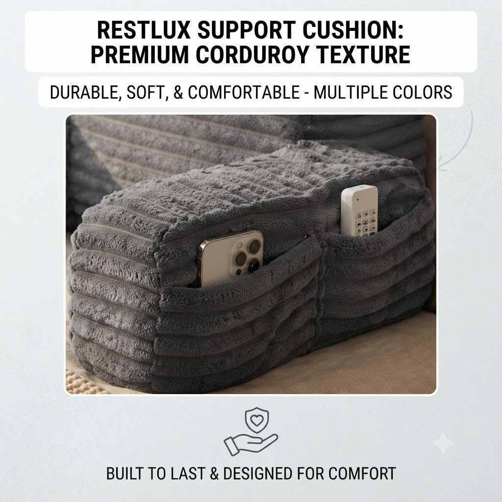 Adjustable Backrest Pillow with Armrests & Headrest for Bed or Couch – Sit-Up Reading Cushion | Thomler