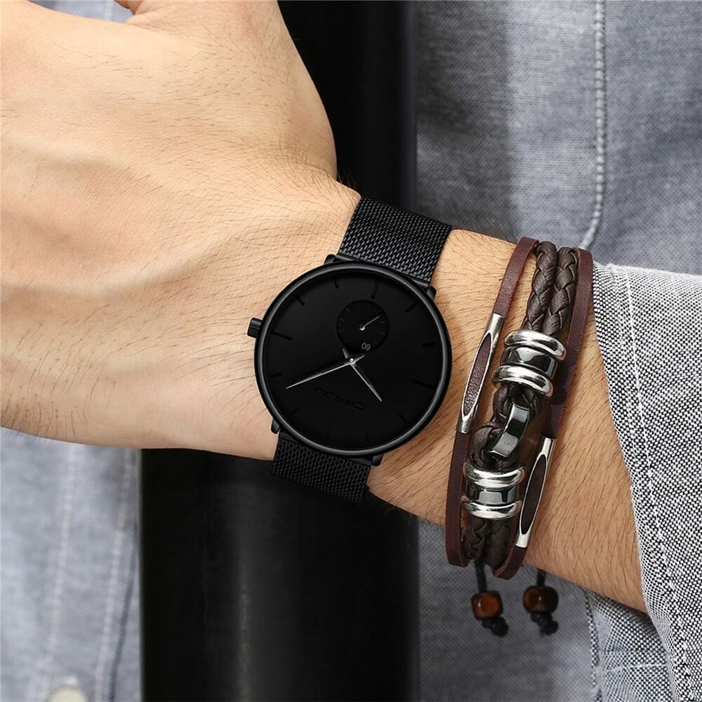 Men's Minimalist Quartz Wristwatch with Hardlex Crystal & Water Resistance for Business Casual Everyday Wear | Thomler
